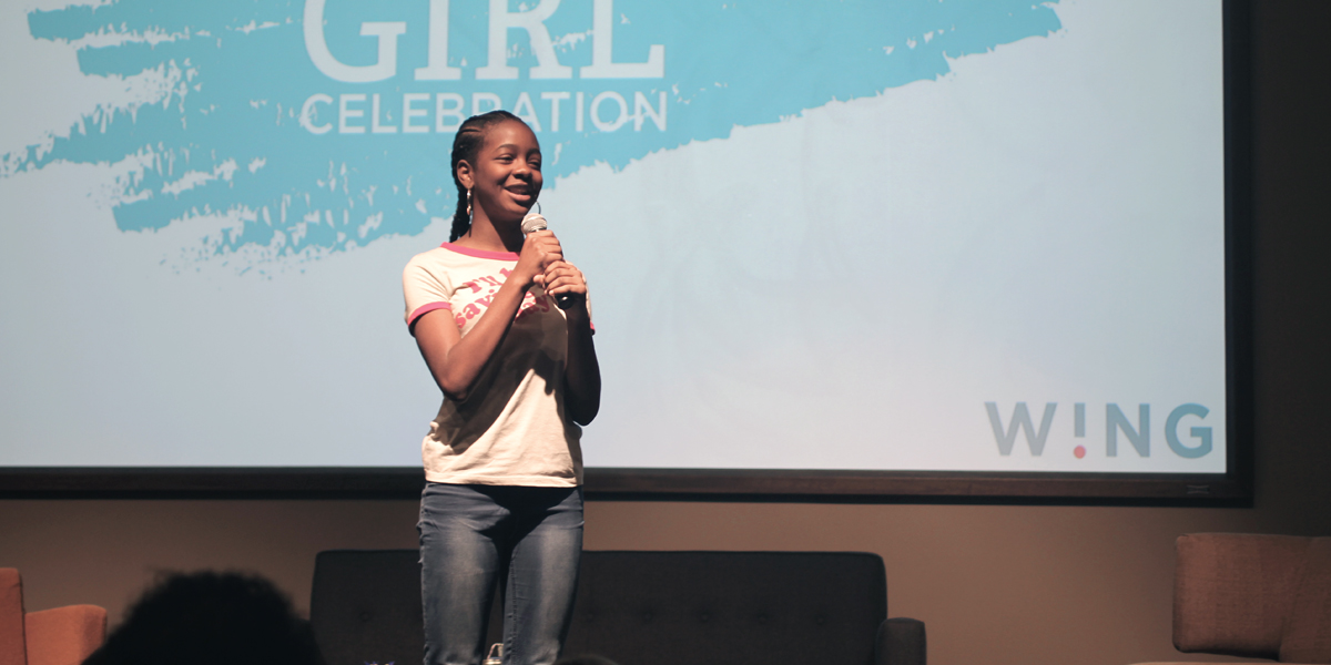 Asia Newson, Super Business Girl, spoke to a crowd of employees and their families at Fossil Group in Richardson TX 