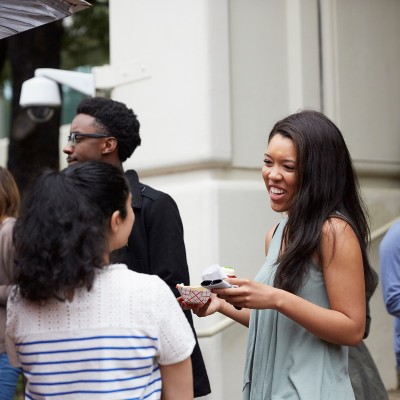 Employees at Fossil Group enjoy food truck treats at annual spring fest