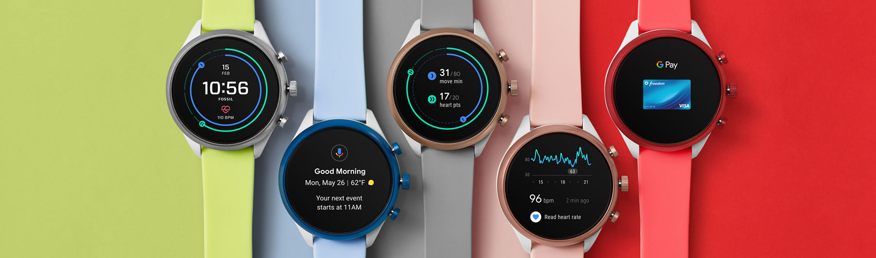 Fossil introduces their new sport smartwatch in an array of strap colors