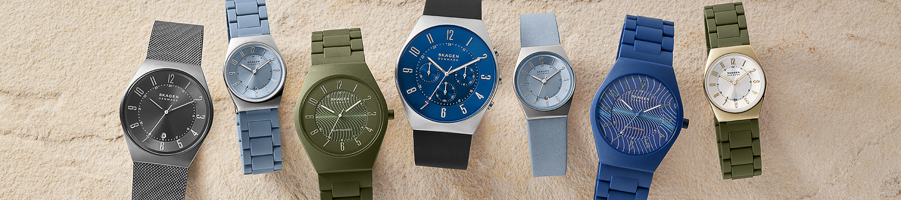 group of skagen eco friendly watches