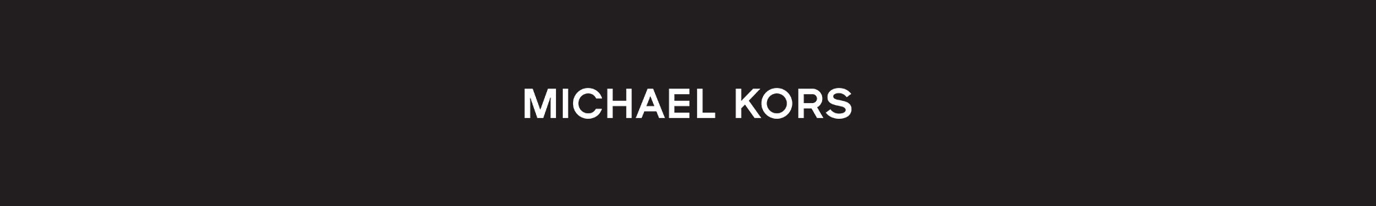 White Michael Kors logo on black digital banner